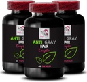 Gray Hair Supplement - Anti Gray Hair Complex for Vibrant Color & Longevity - Hair Shade Balance & Renewal - Gray Hair Solution - 3 Bottles, 180 Capsules