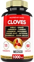 11in1 Clove Supplement with Cinnamon, Turmeric, Ginger, Cardamom, Garlic, Wormwood, Black Walnut - 60 Capsules for Digestive, Immune, Bone & Heart Health