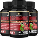 Berberine Supplement with Ceylon Cinnamon, Milk Thistle, Turmeric, Artichoke Leaf, Black Pepper - 6 Month Supply - 180 Capsules