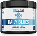 Organic Blue Spirulina Powder with KSM-66 Ashwagandha and Blueberry - Superfood Powder for Antioxidants, Mental Energy, Sleep, and Digestion - Non-GMO, Vegan - 25 Servings