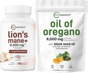 300 Count Oil of Oregano Softgels & 240 Lions Mane Capsules Bundle - Superfood Mushroom Antioxidants with Carvacrol & Thymoquinone
