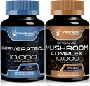 High Potency Resveratrol Mushroom Supplement Capsules - 10,000mg