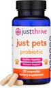 Just Thrive Just Pets Probiotic - 4 Billion CFUs Daily Digestive Probiotics for Dogs and Cats - 30 Capsules