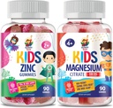 500mg Magnesium & Zinc Gummies for Kids & Adults - Immune Support Chewable Supplements - Natural Antioxidant Non-GMO Formula for Children and Adults