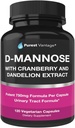 Premium D-Mannose Capsules with Cranberry & Dandelion Extract - 600mg Per Cap - Urinary Tract & UTI Support - 120 Veg Capsules