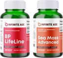 Sea Moss Advanced 1250mg + BP Lifeline Heart Health Support Supplement 1030mg Bundle - Made in USA for Infinite Age Wellness